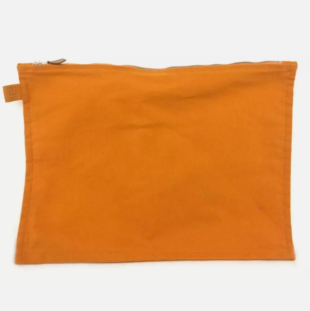 HERMES ORANGE  CANVAS COSMETICS POUCH/C1896